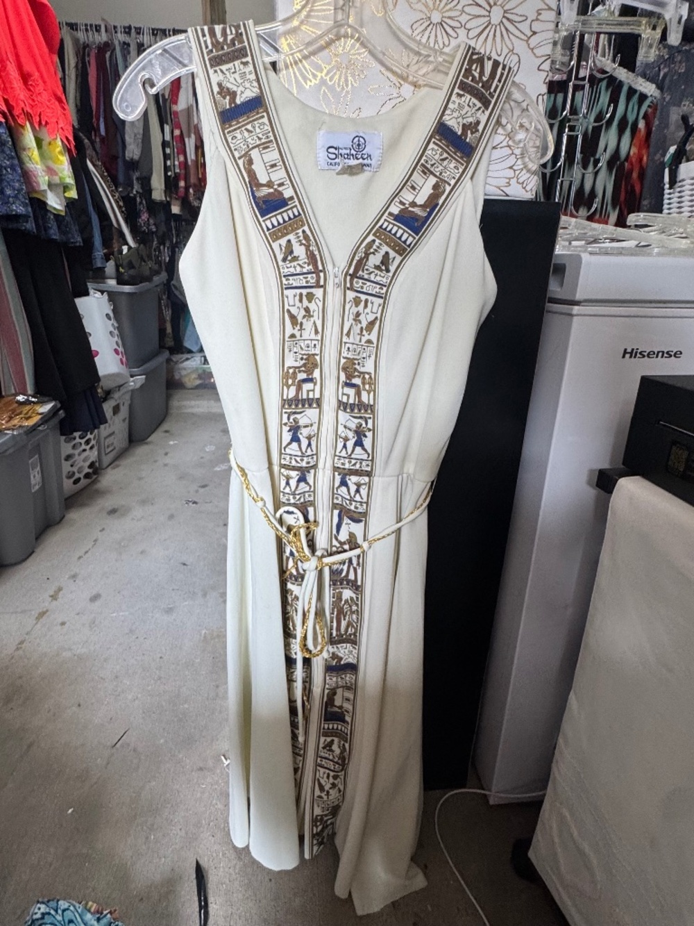 VTG 1960s Alfred Shaheen Egyptian Hieroglyphics Goddess Dress
